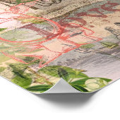 Eheschließungskollektion Vintage Hochzeit Blumenko Poster (Ecke)