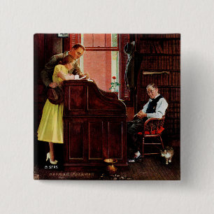 Eheschließungslizenz von Norman Rockwell Button