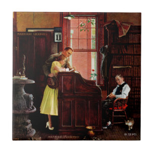 Eheschließungslizenz von Norman Rockwell Fliese