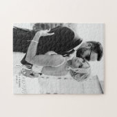 Eheschließungsnamen Datum Foto Schwarz und Weiß Puzzle (Horizontal)
