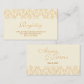 Eheschließungsregisterkarte für Elfenbein und Vint Begleitkarte (Vorne/Hinten)