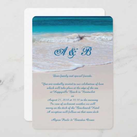 Eheschließungsschreiben von Paaren an der Küste Einladung (Vorne/Hinten)