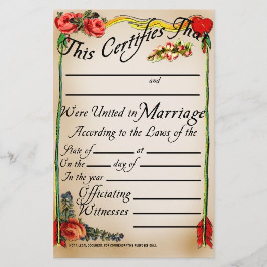 Eheschließungszeugnis für antiken Stil (Vorderseite)