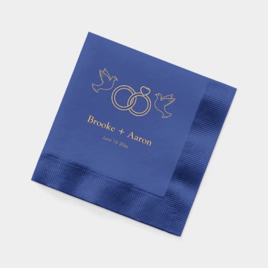 Ehetauben und Ringe Ehepaare - Namen und Datum Servietten Mit Folie (Links)