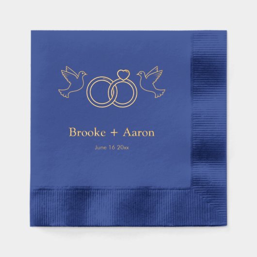 Ehetauben und Ringe Ehepaare - Namen und Datum Servietten Mit Folie (Vorderseite)