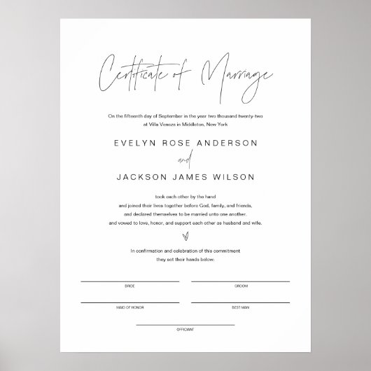 Eheurkunde 18x24 poster (Vorne)