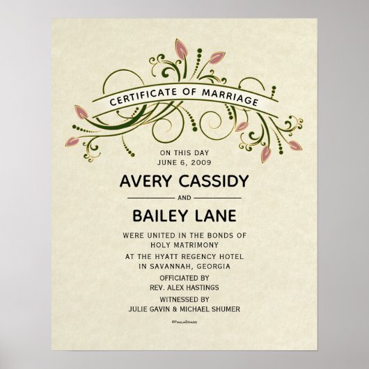 Eheurkunde Poster (Vorne)