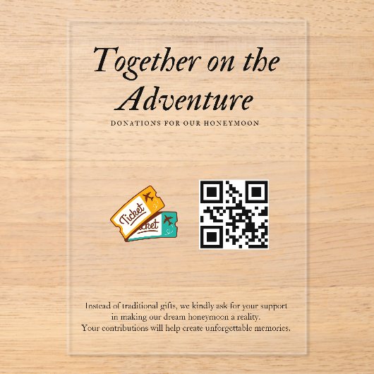 Ehewesen Honeymoon Fund Qr Code Geschenk Acryleinladungen (Vorderseite)