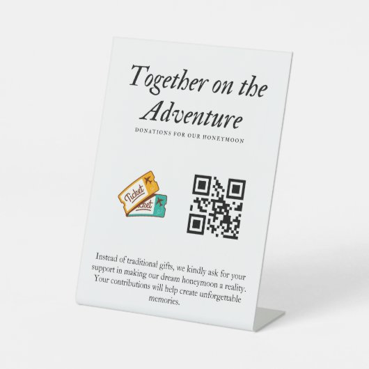 Ehewesen Honeymoon Fund Qr Code Geschenk Sockelschild (Vorderseite)