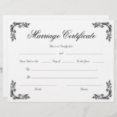 Ehezertifikat für Vintage Ecke mit elegantem Skrip (Vorne/Hinten)