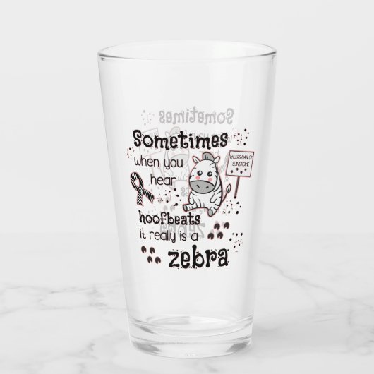 Ehlers-Danlos Syndrom Zebra Bewusstsein Glas (Rückseite)