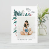 Ehre an Gott. Blumenkirchweihnachtsfest Feiertagskarte (Stehend Vorderseite)