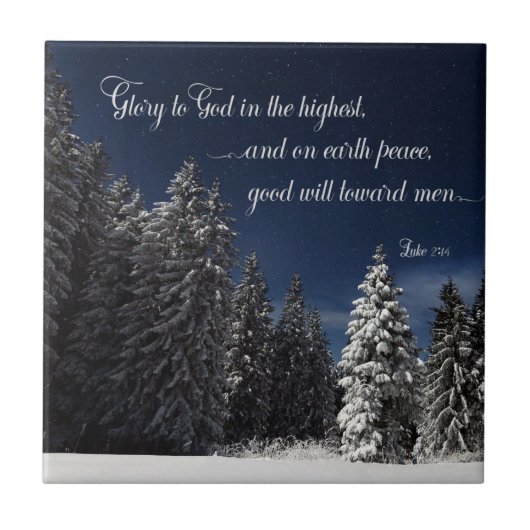 Ehre an Gott - Luke 2:14 Fliese (Vorderseite)