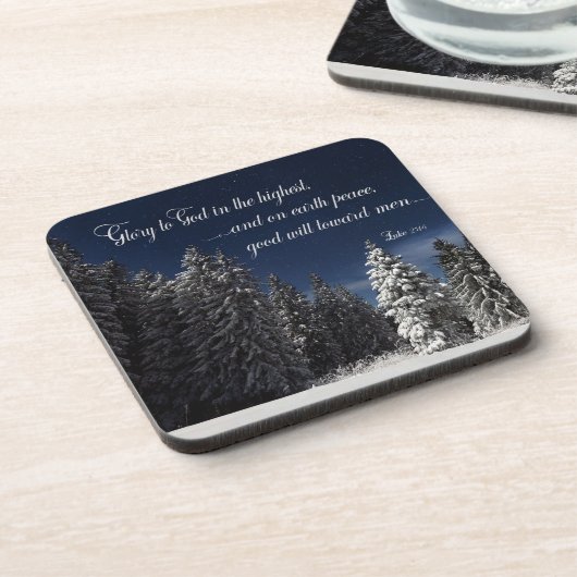 Ehre an Gott - Luke 2:14 Getränkeuntersetzer (Linke Seite)