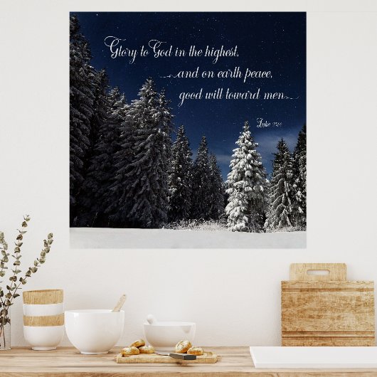 Ehre an Gott - Luke 2:14 Poster (Küche)