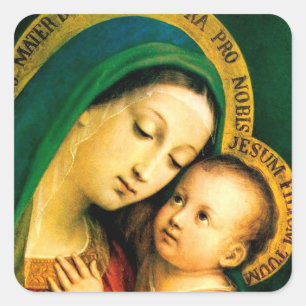 Ehre an Jesus und Maria Quadratischer Aufkleber