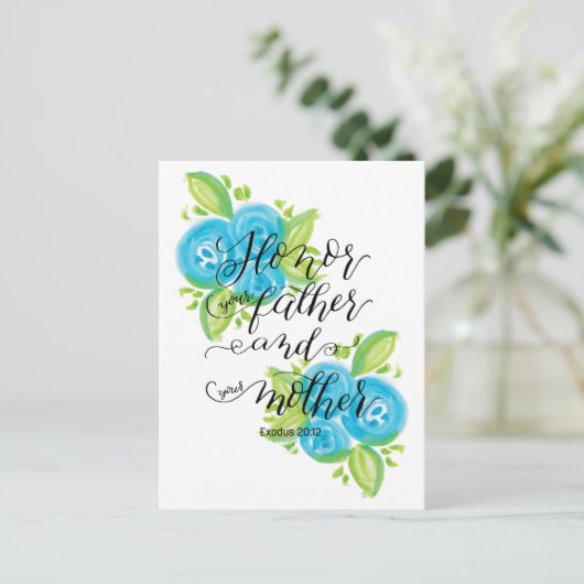 Ehre deinen Vater und deine Mutter Postkarte (Stehend Vorderseite)