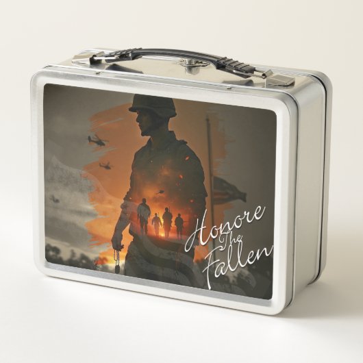 Ehre die Toten - vergiss nicht, ihr Opfer zu begeh Metall Brotdose (Rückseite)