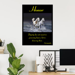 Ehre Gallops in den Twilight Ocean Waves Poster