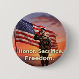"Ehre. Opfere. Freiheit." US-Soldaten-Flagge Button
