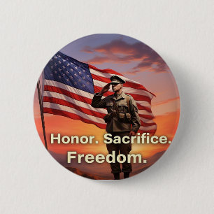 "Ehre. Opfere. Freiheit." US-Soldaten-Flagge Button