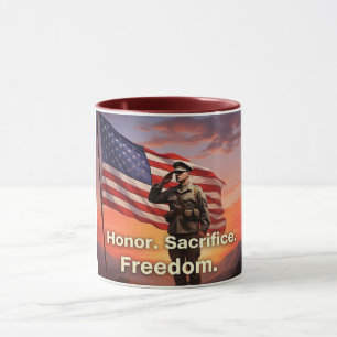 "Ehre. Opfere. Freiheit." US-Soldaten-Flagge Tasse