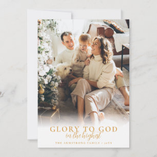 Ehre sei Gott Gold Religiöse Weihnachtsfotos Feiertagskarte