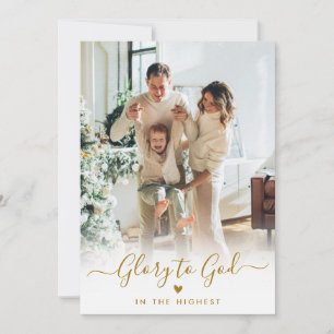 Ehre sei Gott Gold Schrift Elegant 2 Foto Weihnach Feiertagskarte