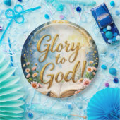 Ehre sei Gott - Goldene Textwidmung mit Bibel Pappteller (Party)