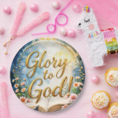 Ehre sei Gott - Goldene Textwidmung mit Bibel Pappteller (Party)