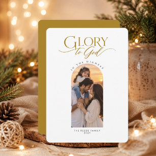Ehre sei Gott Luxuriöse religiöse Weihnachtsbogen- Feiertagskarte