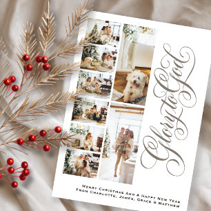 Ehre sei Gott Personalisierte 8-Foto-Weihnachten Feiertagskarte
