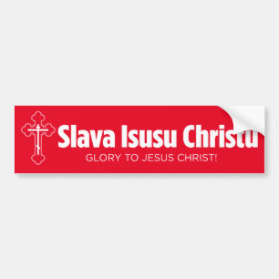 Ehre sei Jesus Christus Rot & Weiß Autoaufkleber