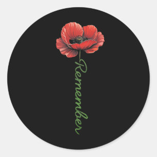 Ehre und Gedächtnis Poppy Blume Crew Summ Runder Aufkleber