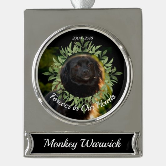 Ehre unser Haustier-Gedenkschmuck Banner-Ornament Silber (Vorderseite)