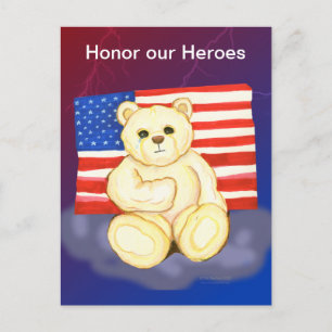 Ehre unsere Helden Teddy Postcard Postkarte