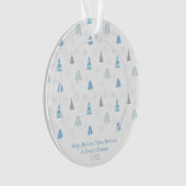 Ehre zu Gott Blue Tree Foto Card Ornament (Vorderseite)