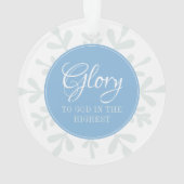 Ehre zu Gott Blue Tree Foto Card Ornament (Rückseite)