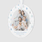 Ehre zu Gott Blue Tree Foto Card Ornament (Vorderseite)
