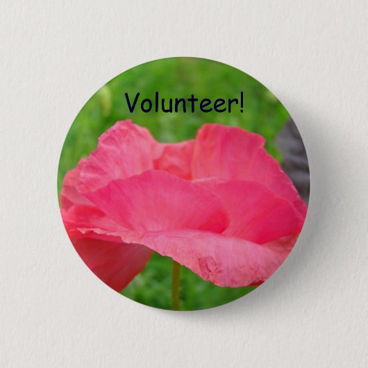Ehrenamtlicher! Knöpfe Pinke Mohnblumen Button (Vorderseite)
