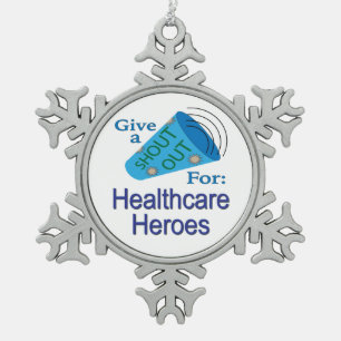 Ehrenbekundung für Gesundheitshelden Schneeflocken Zinn-Ornament