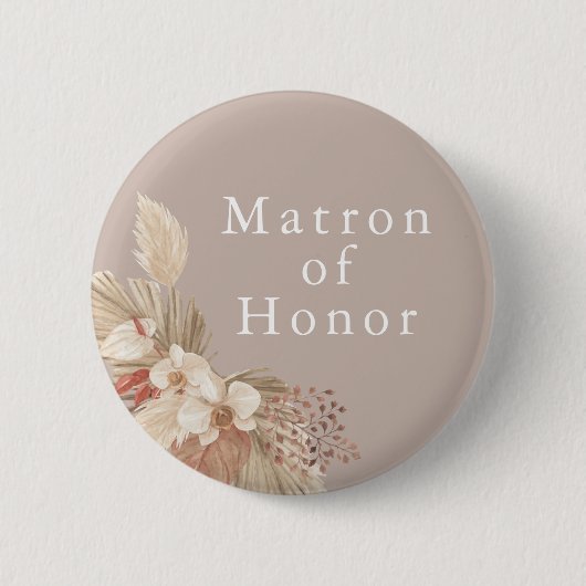 Ehrenbrautjungfer Hochzeit Boho Pampas Gras Button (Vorderseite)
