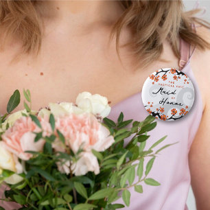 EHRENDAME TROPISCHE BLUMEN SCHWIRL SCHICKE HOCHZEI BUTTON
