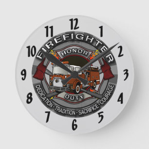 Ehrenfeuerwehrmann-Uhr Runde Wanduhr