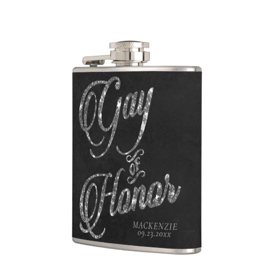 Ehrengabe | Silver Brautparty Custom Keepake Flachmann (Links)