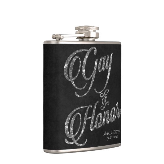 Ehrengabe | Silver Brautparty Custom Keepake Flachmann (Rechts)