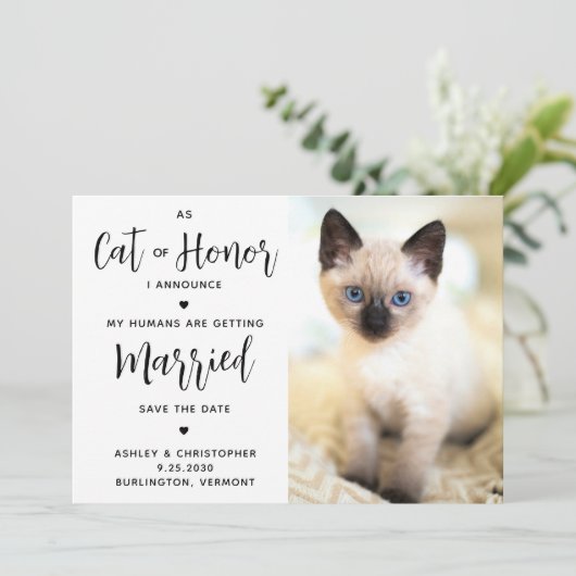 Ehrenkatze Save The Date (Stehend Vorderseite)