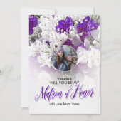 Ehrenmatron der Lila White Wedding Einladung (Vorderseite)