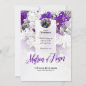 Ehrenmatron der Lila White Wedding Einladung (Rückseite)