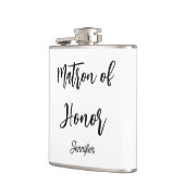 Ehrenmatron der Schwarz-weißen Hochzeit Flachmann (Links)